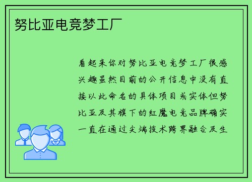 努比亚电竞梦工厂